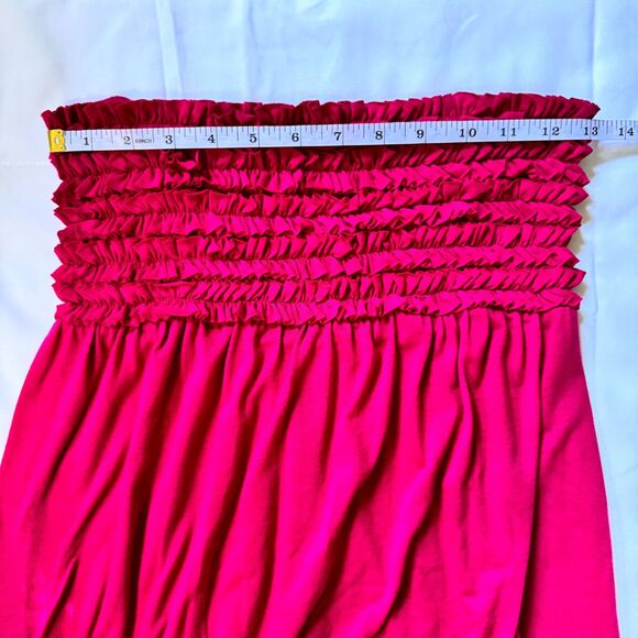 Strapless Maxi Dress Stretchy Bright Fucshia Pink Summer Sundress Size Medium - Picture 5 of 6